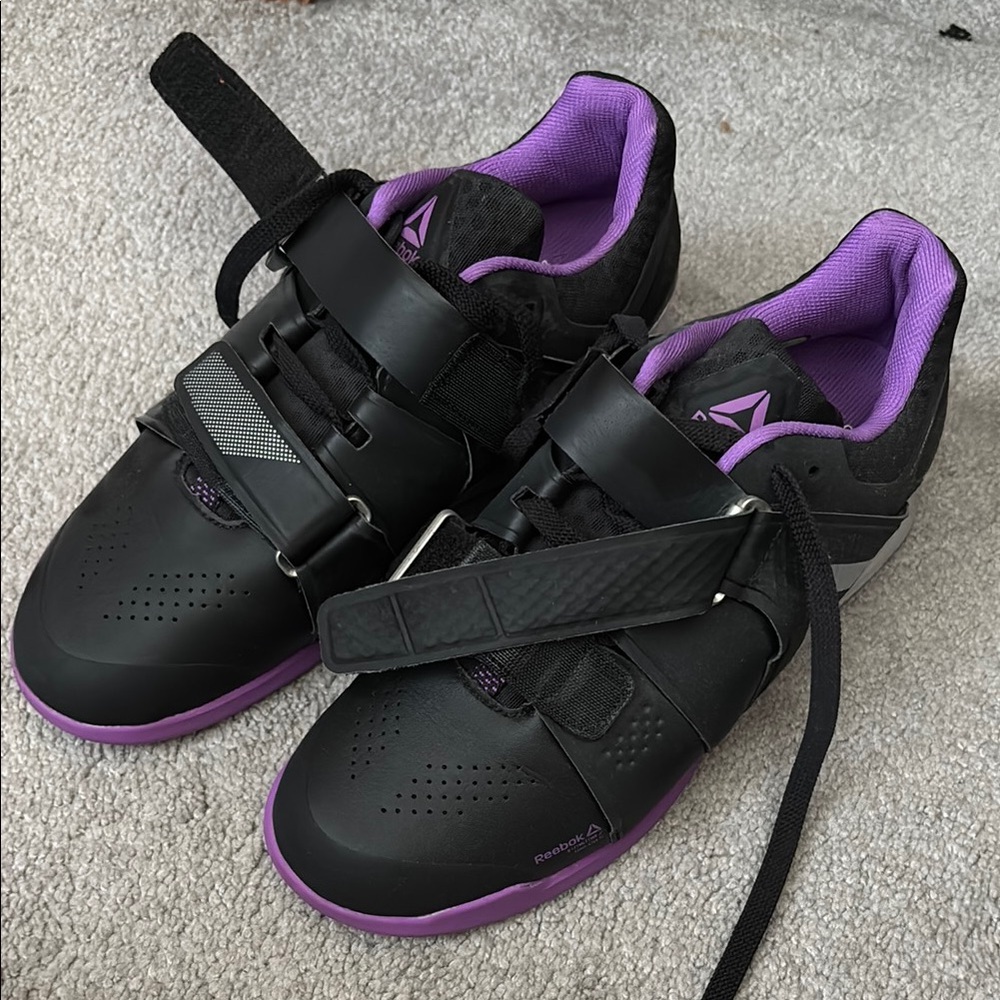 Reebok Black and Purple Athletic Shoes with Velcro Strap